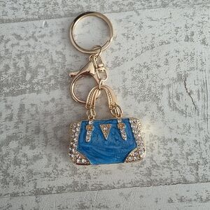 Blue and Gold Handbag Bag Charm & Keychain NWT